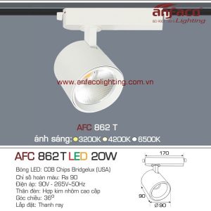 Đèn spotlight AFC 862T 20W Anfaco LED tiêu điểm gắn ray vỏ trắng