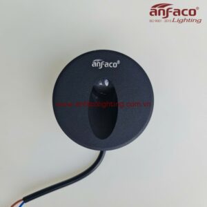 Đèn LED Anfaco âm tường AFC 020D 2W tròn vỏ đen gắn âm bậc cầu thang, âm vách chiếu sáng lối đi