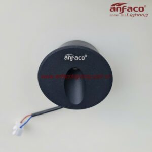 Đèn LED Anfaco âm tường AFC 020D 2W tròn vỏ đen gắn âm bậc cầu thang, âm vách chiếu sáng lối đi