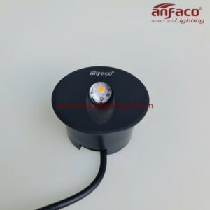 Đèn LED Anfaco âm tường AFC 020D 2W tròn vỏ đen gắn âm bậc cầu thang, âm vách chiếu sáng lối đi