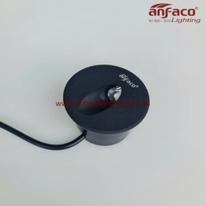 Đèn LED Anfaco âm tường AFC 020D 2W tròn vỏ đen gắn âm bậc cầu thang, âm vách chiếu sáng lối đi