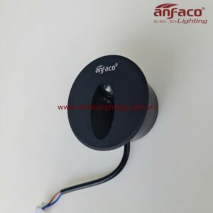 Đèn LED Anfaco âm tường AFC 020D 2W tròn vỏ đen gắn âm bậc cầu thang, âm vách chiếu sáng lối đi