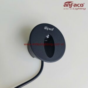 Đèn LED Anfaco âm tường AFC 020D 2W tròn vỏ đen gắn âm bậc cầu thang, âm vách chiếu sáng lối đi